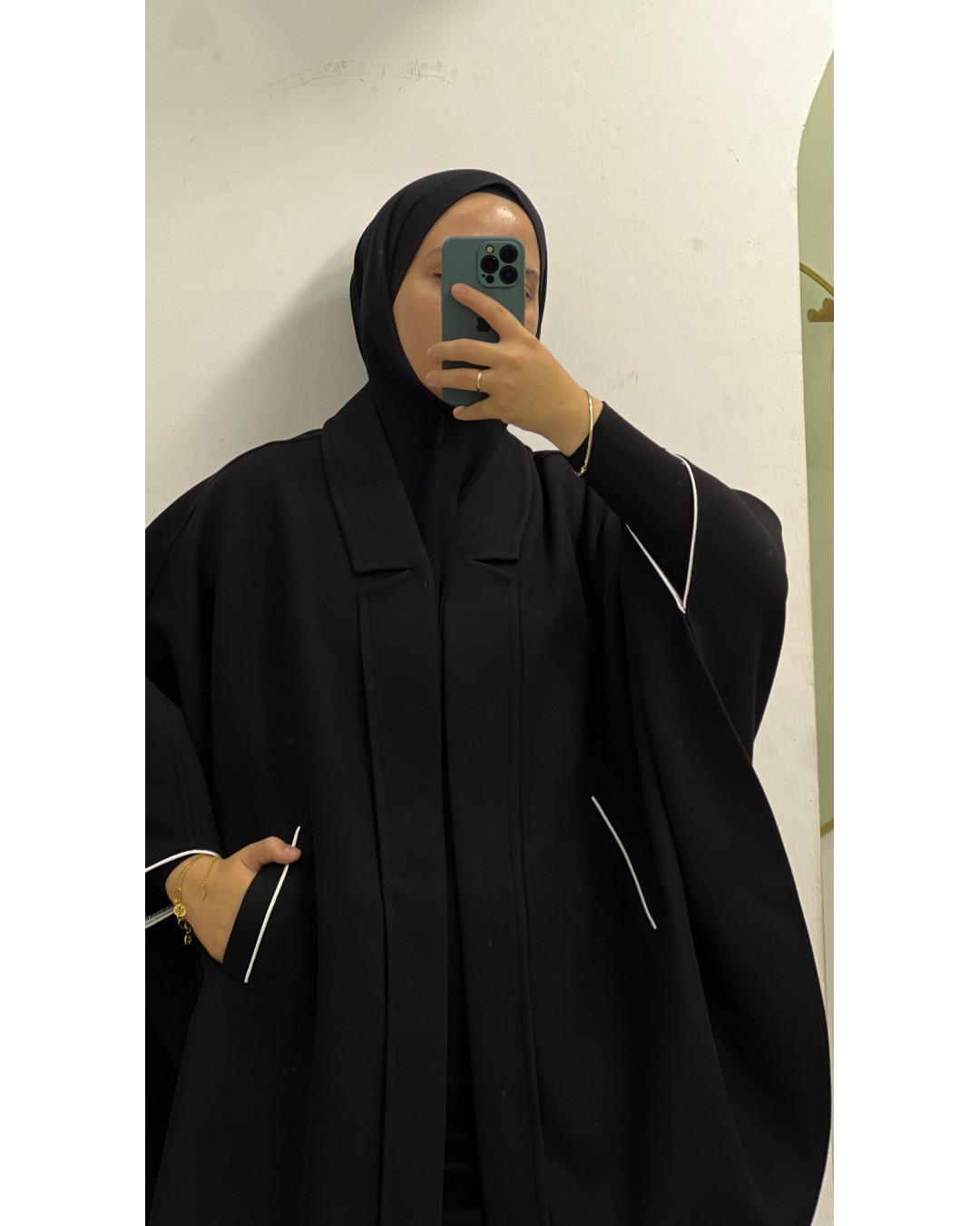 Sade Yaka Tasarım Panço 95cm (Kol ve Cep Biyeli)